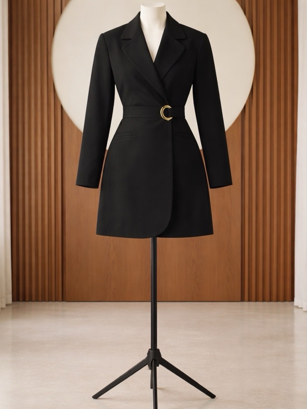 70’s French Collection Sinequcnone Black Blazer Dress Heart Buckle